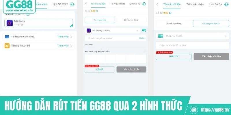 Hướng dẫn cách rút tiền GG88 qua 2 phương thức cho newbie